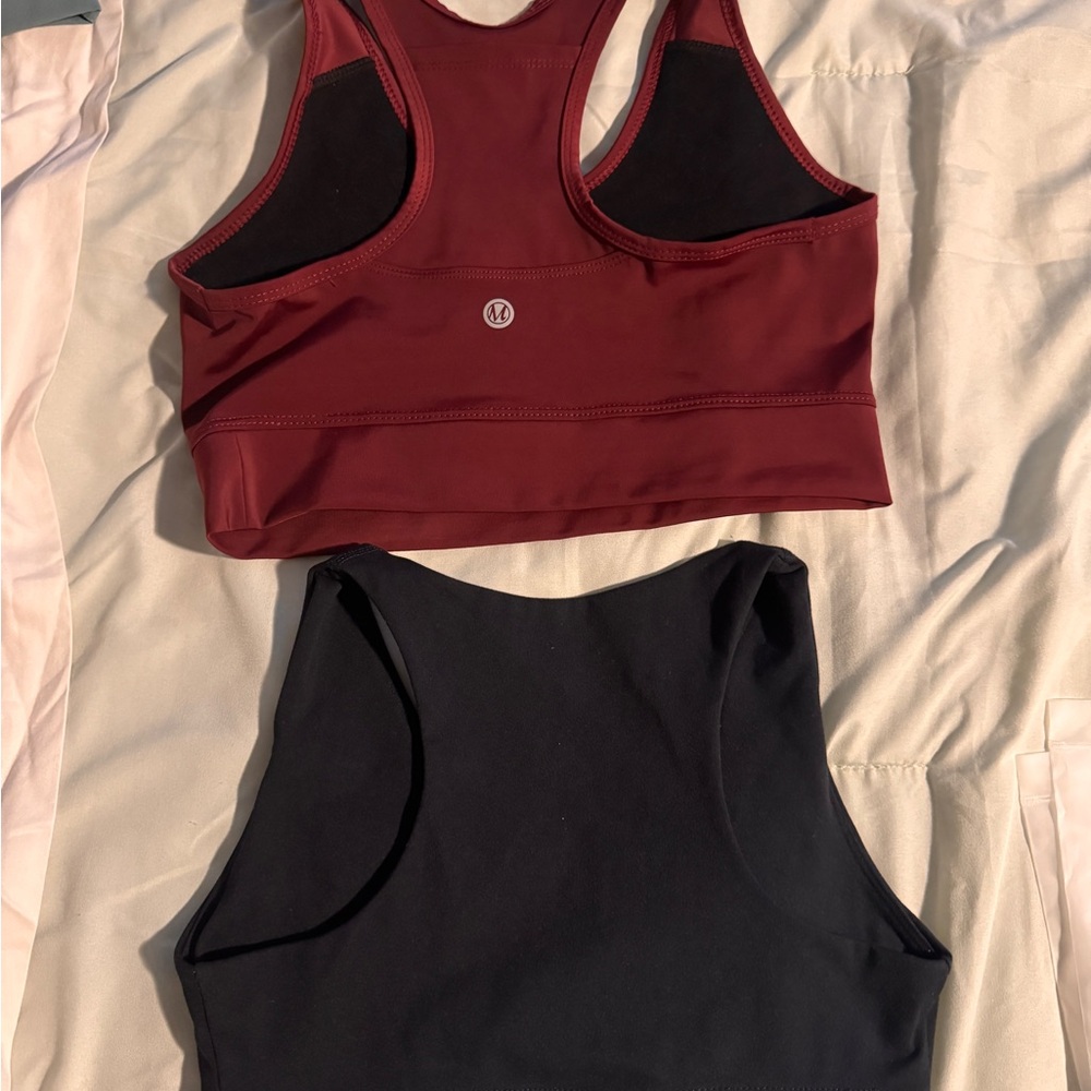 Women's Burgundy and Black Sports Tops
